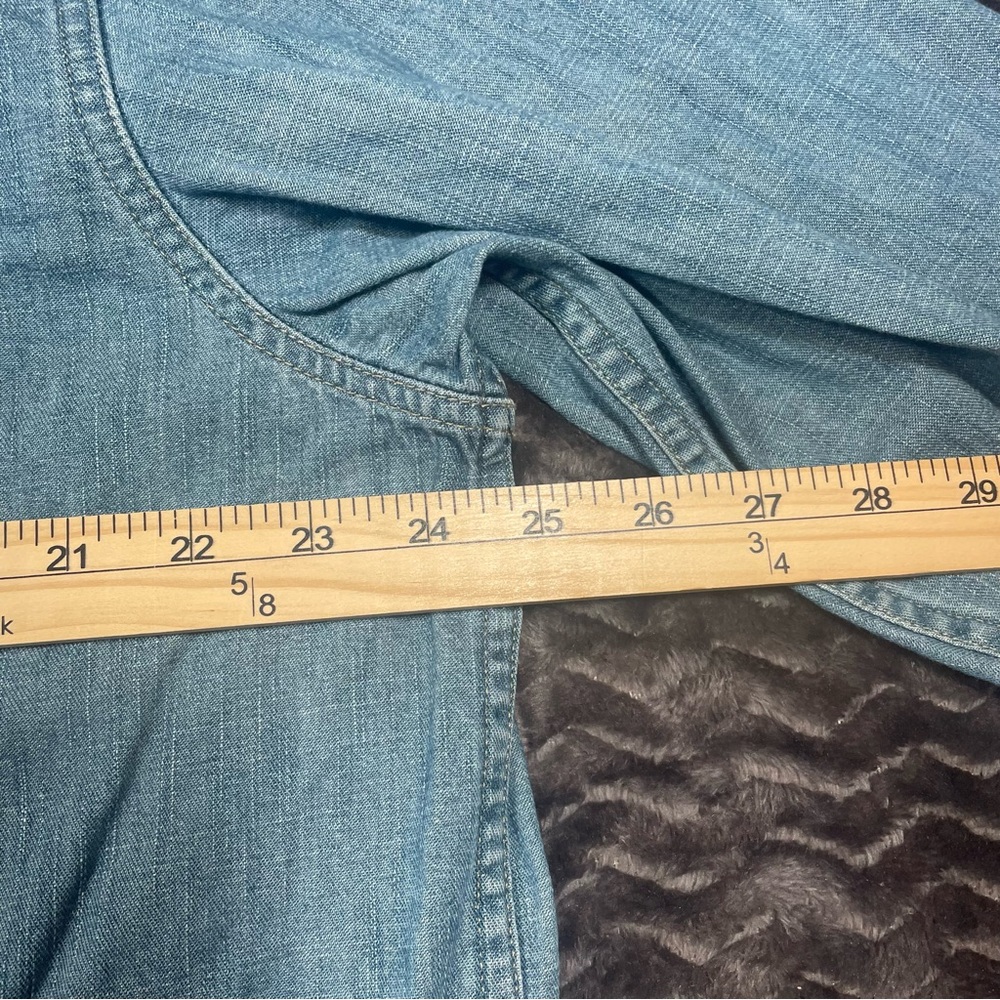 L.L.Bean Faded Denim Jean Button Front Pocket Shirt, Mens L.  #7 - Picture 8 of 10